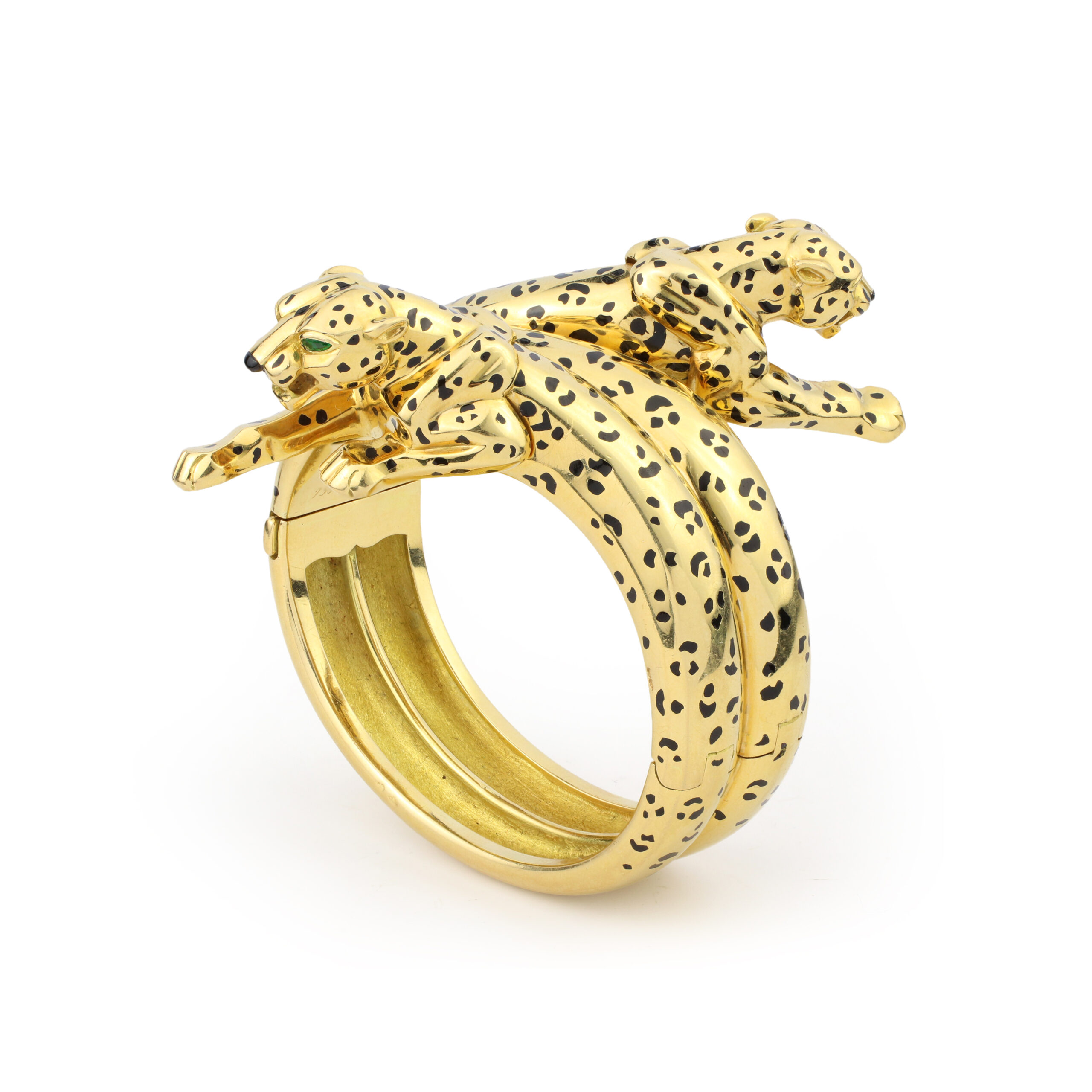 Cartier Double Panther Gold and Enamel Bracelet