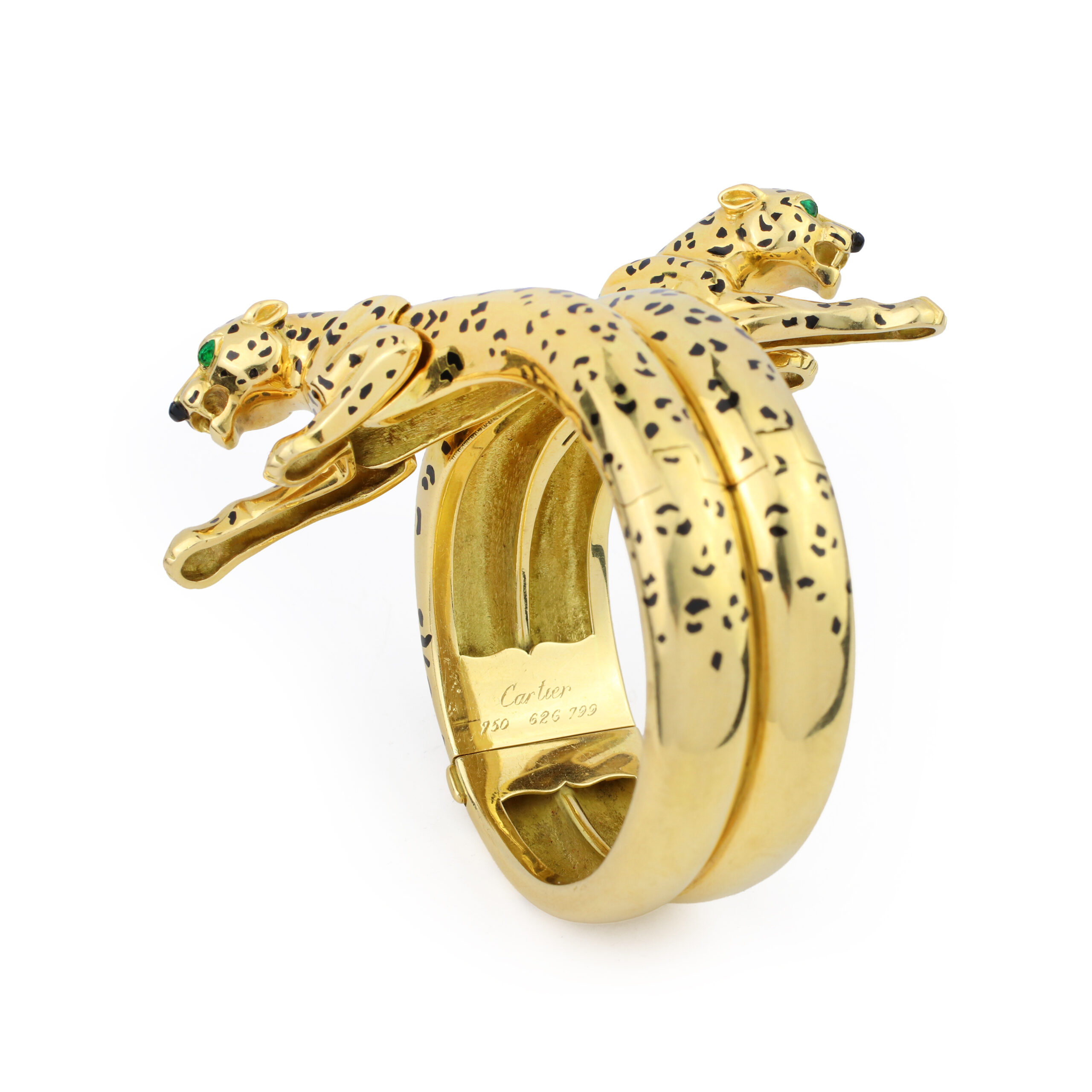 Cartier Double Panther Gold and Enamel Bracelet