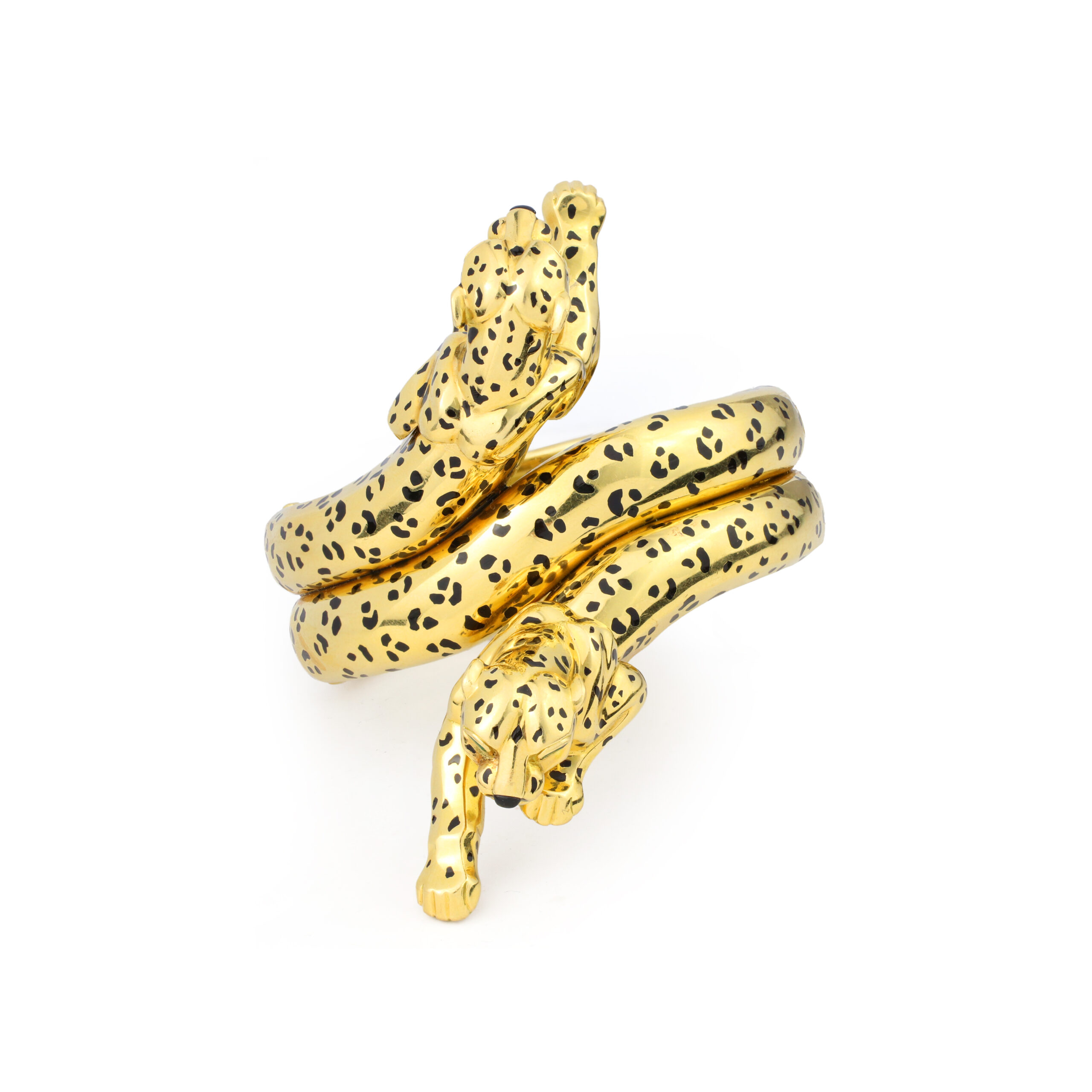 Cartier Double Panther Gold and Enamel Bracelet
