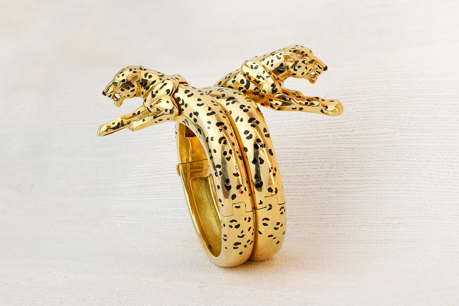 Cartier Double Panther Gold and Enamel Bracelet
