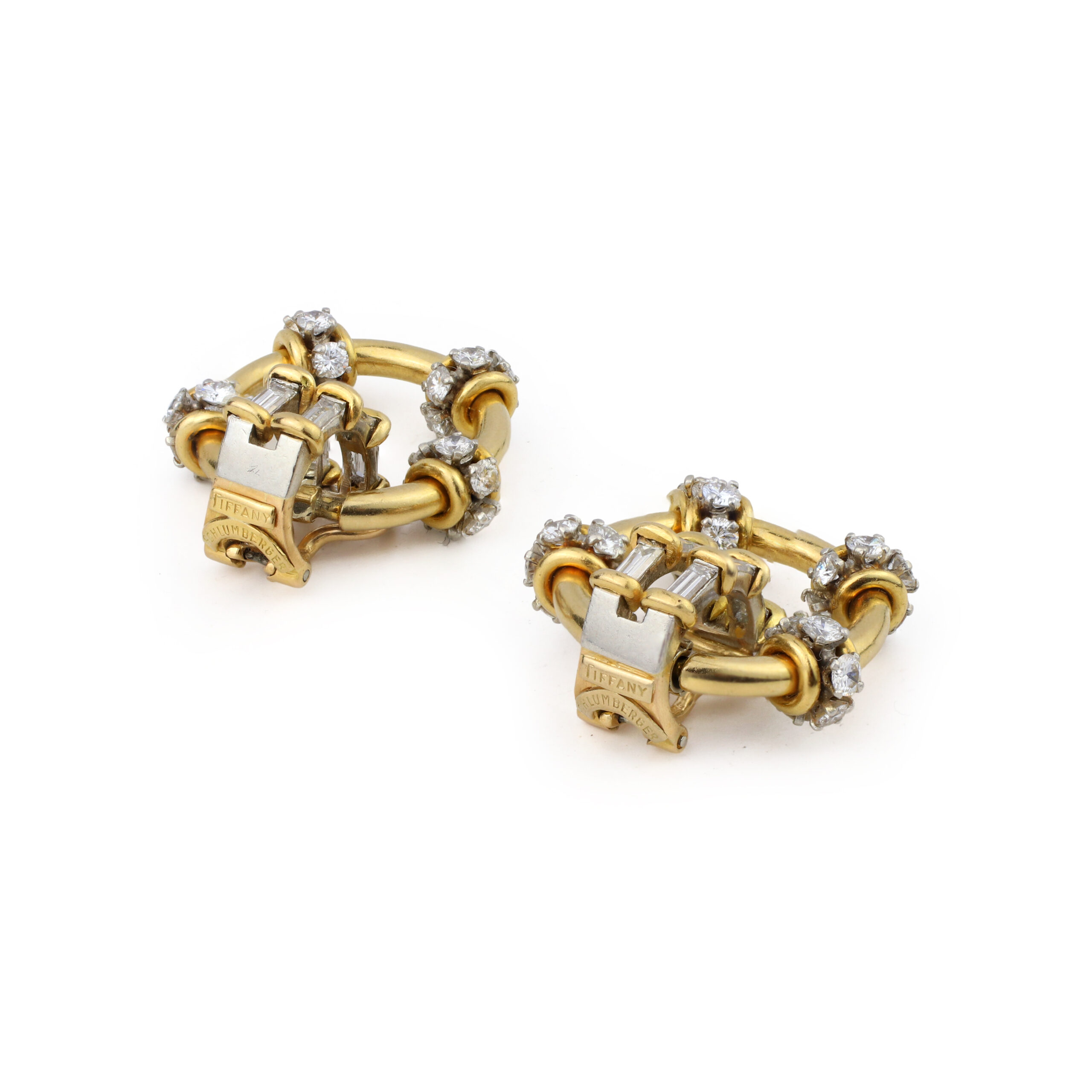 Tiffany & Co. Schlumberger Diamond and Gold Ear Pendants