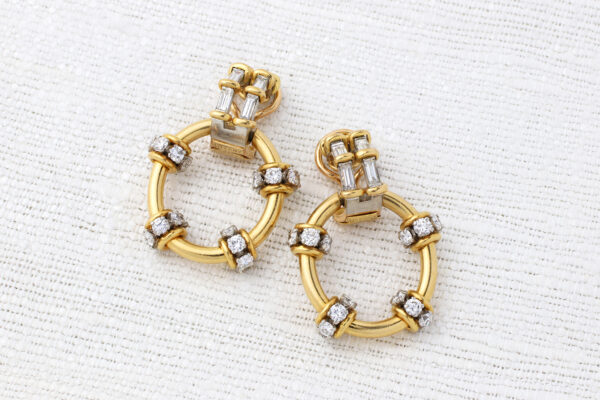 Tiffany & Co. Schlumberger Diamond and Gold Ear Pendants