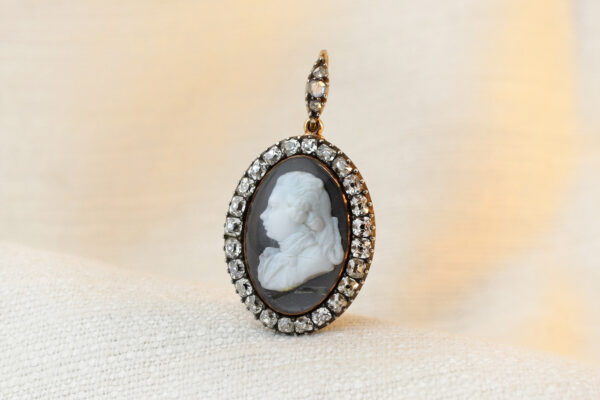 Antique Diamond and Paste Cameo of George IV Pendant