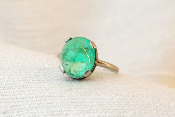 Cartier Art Deco Emerald, Enamel and Platinum Ring