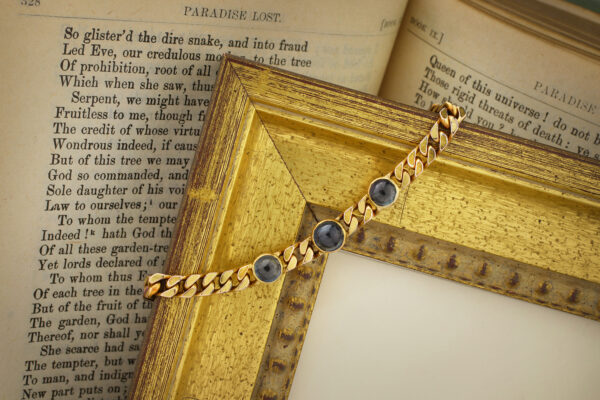Antique Sapphire And Gold Chain Bracelet