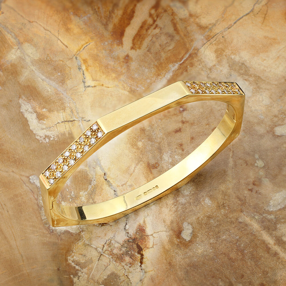 Tiffany & Co. Diamond Set Gold Bangle Bracelet