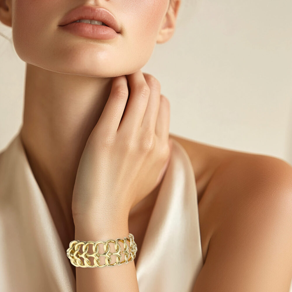 Van Cleef & Arpels Wide Gold Link Bracelet