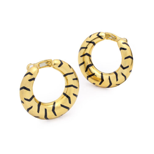 Cartier Tiger Print Enamel and Gold Ear Clips
