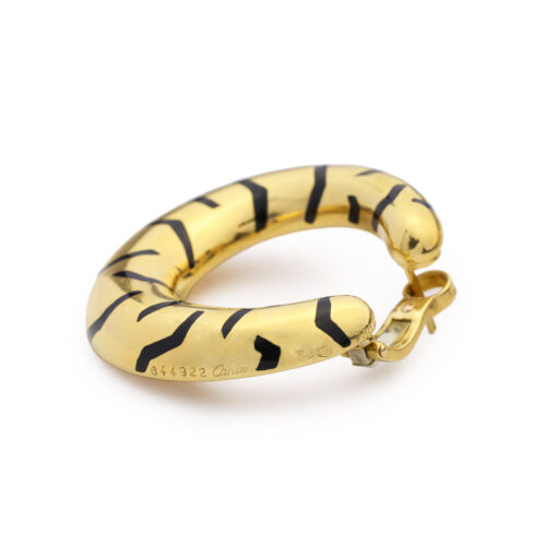 Cartier Tiger Print Enamel and Gold Ear Clips