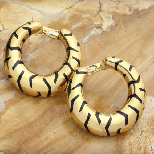 Cartier Tiger Print Enamel and Gold Ear Clips