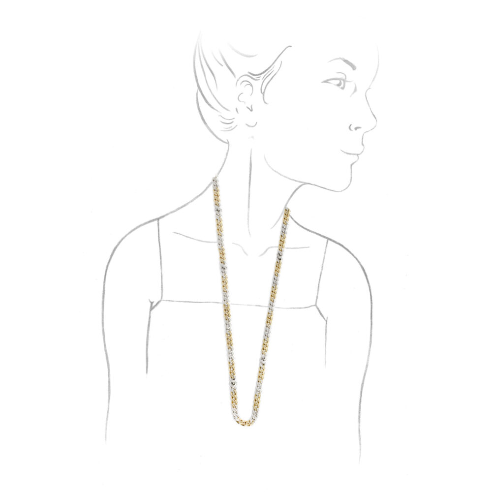 Bi-colored Gold and Diamond Long Chain Necklace