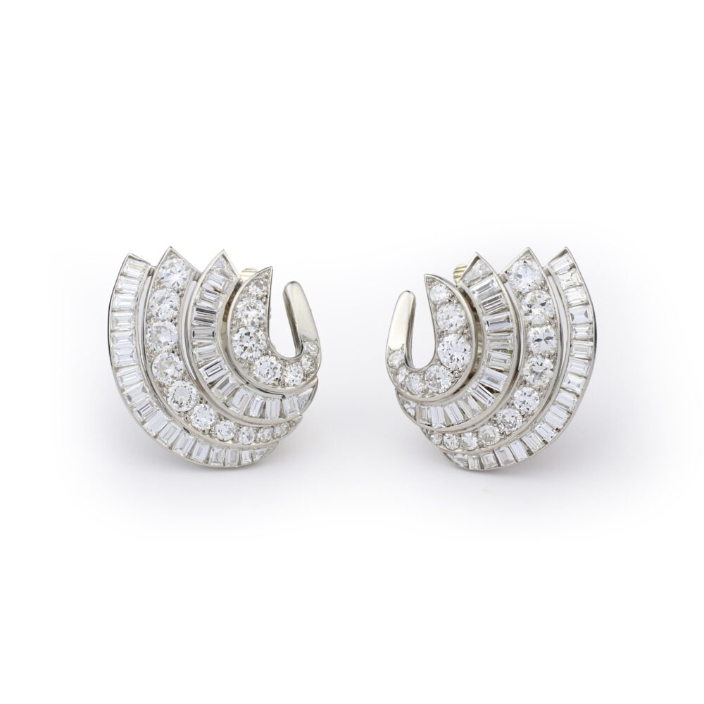Van Cleef & Arpels Diamond and Platinum Ear Clips