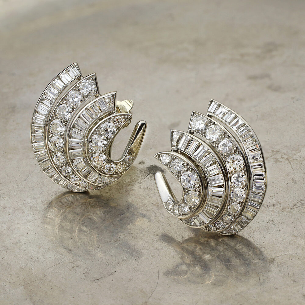 Van Cleef & Arpels Diamond and Platinum Ear Clips