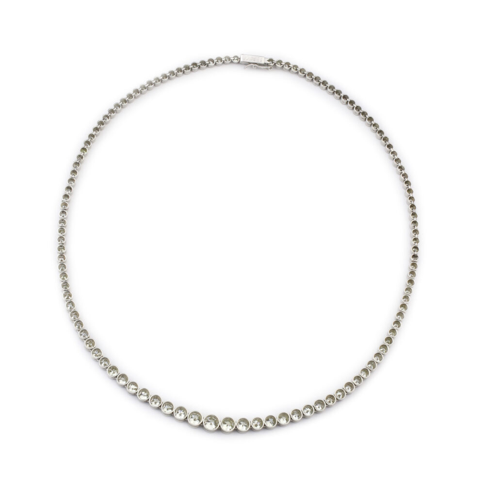 Diamond and Platinum Riviere Necklace, circa 1980