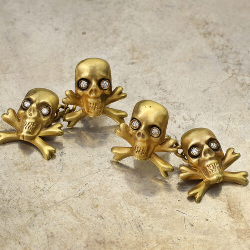 Gold and Diamond Skull and Cross Bone Cufflinks