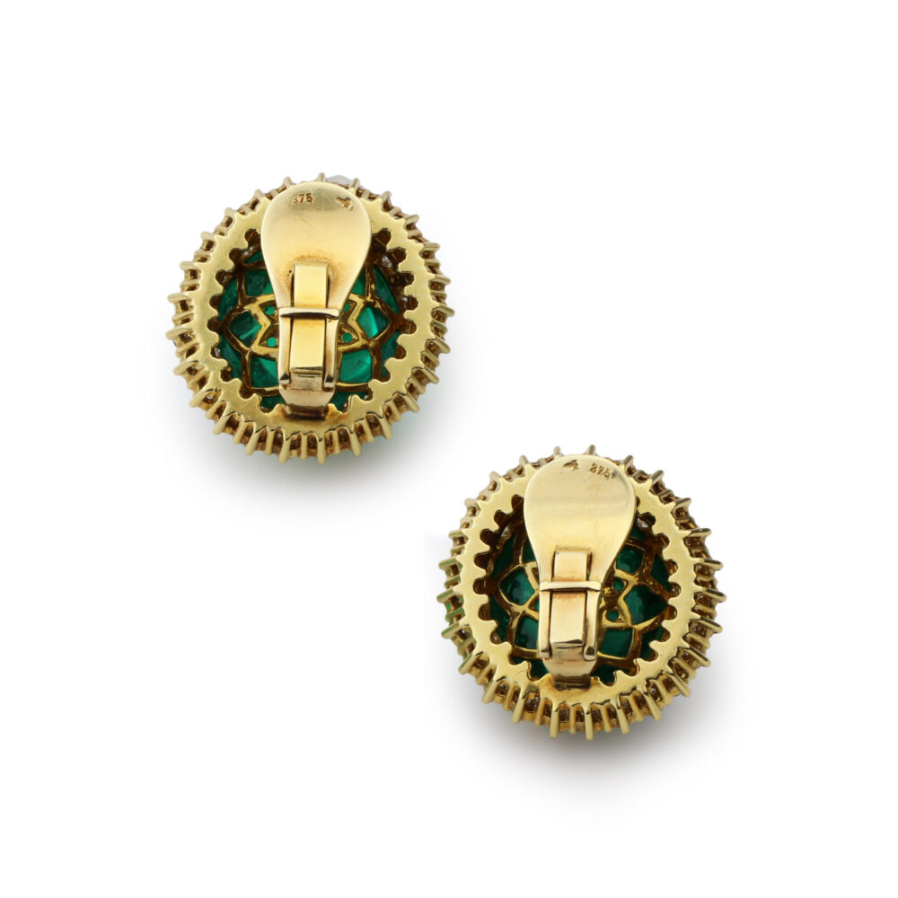 Van Cleef & Arpels Colombian Emerald and Diamond Ear Clips