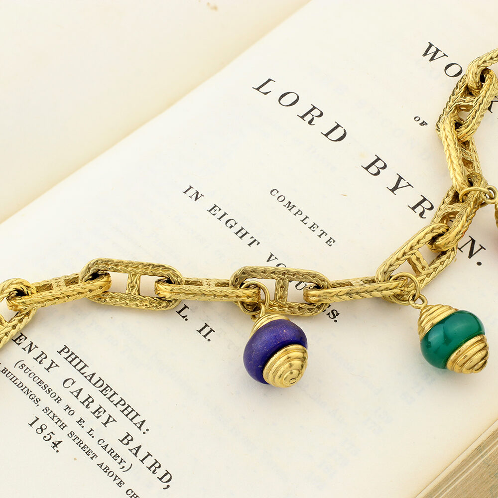 Van Cleef & Arpels Gold and Hardstone Charm Bracelet