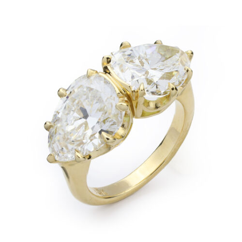 Pear Shaped Diamond Twin Stone Ring