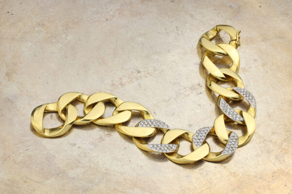 Gold And Diamond Curb Link Bracelet