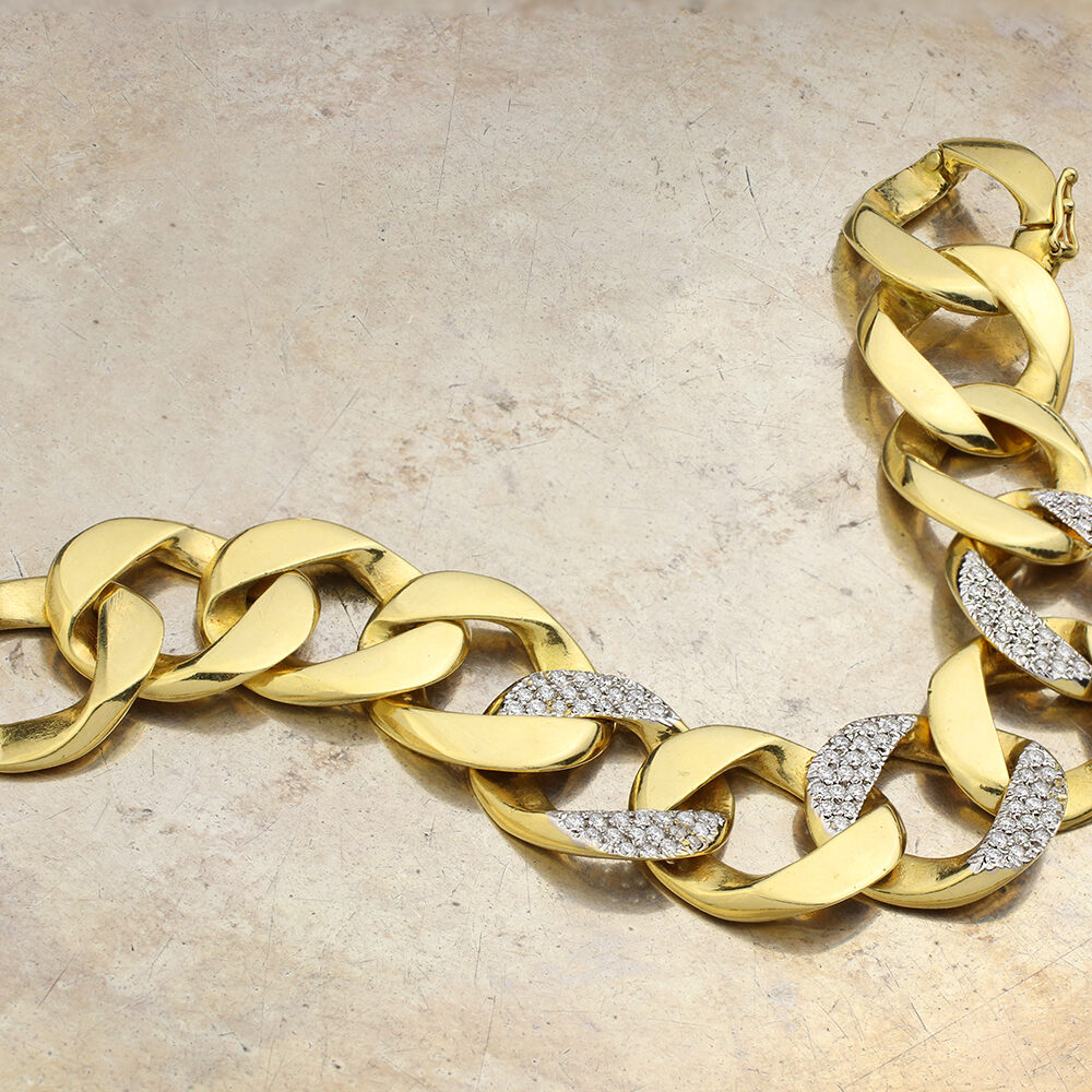 Gold and Diamond Curb Link Bracelet
