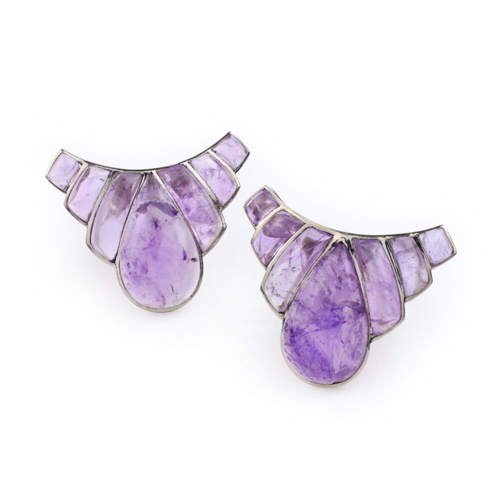 Boivin Pair of Amethyst Clip Brooches