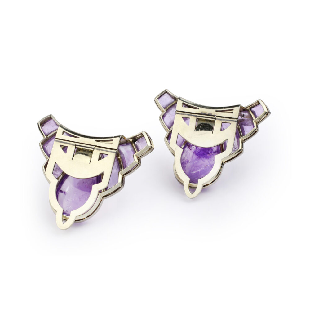 Boivin Pair of Amethyst Clip Brooches