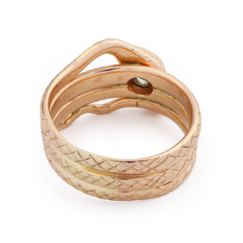 Antique Rose Gold and Diamond Snake Ring