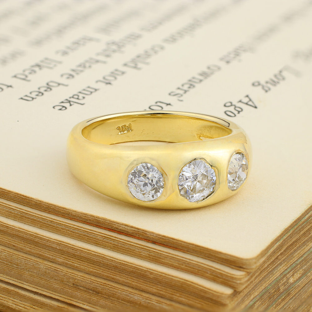 Three Stone Gypsy Set Diamond Ring