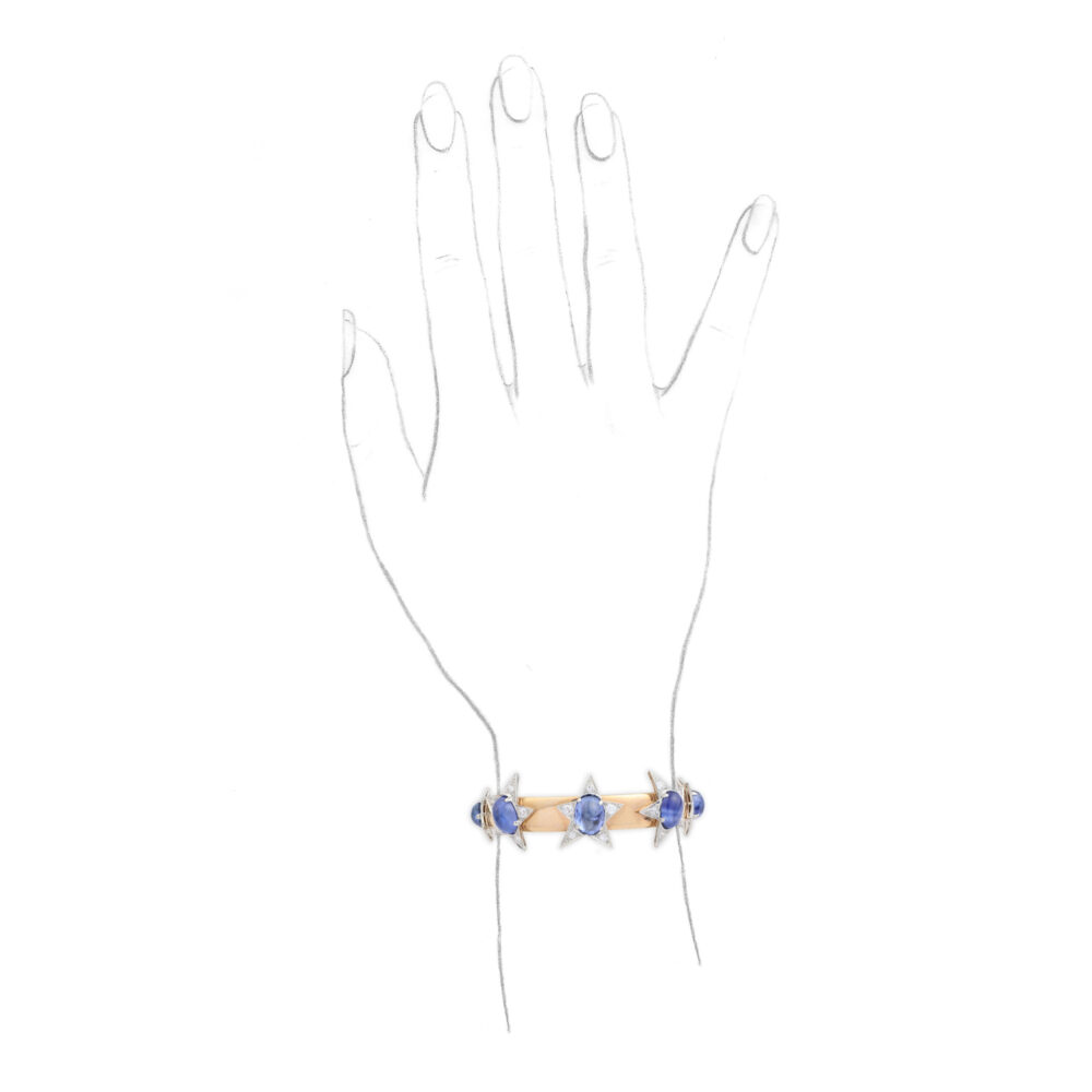 Diamond and Sapphire Star Cuff Bracelet