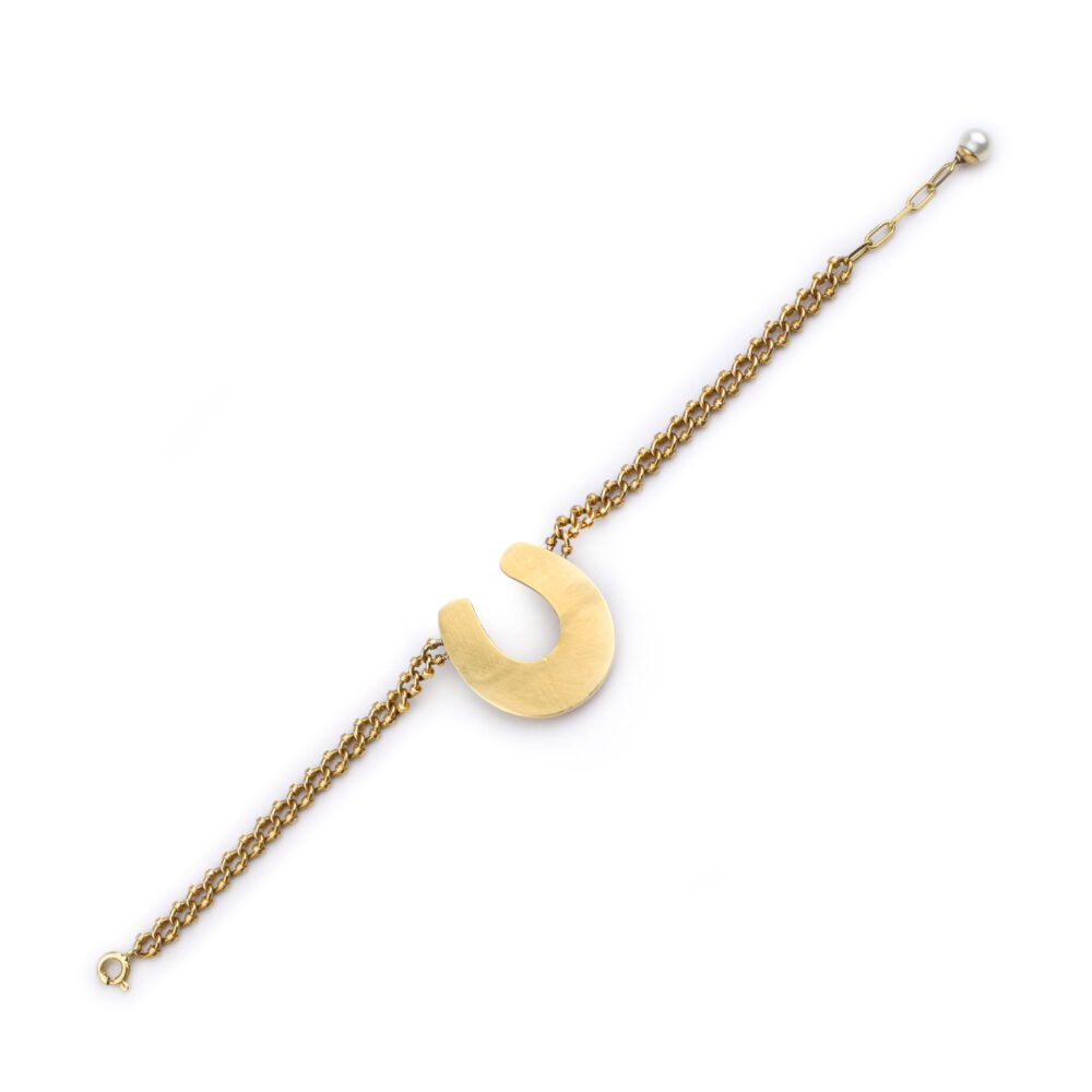 Antique Pearl and Gold Horseshoe Bracelet