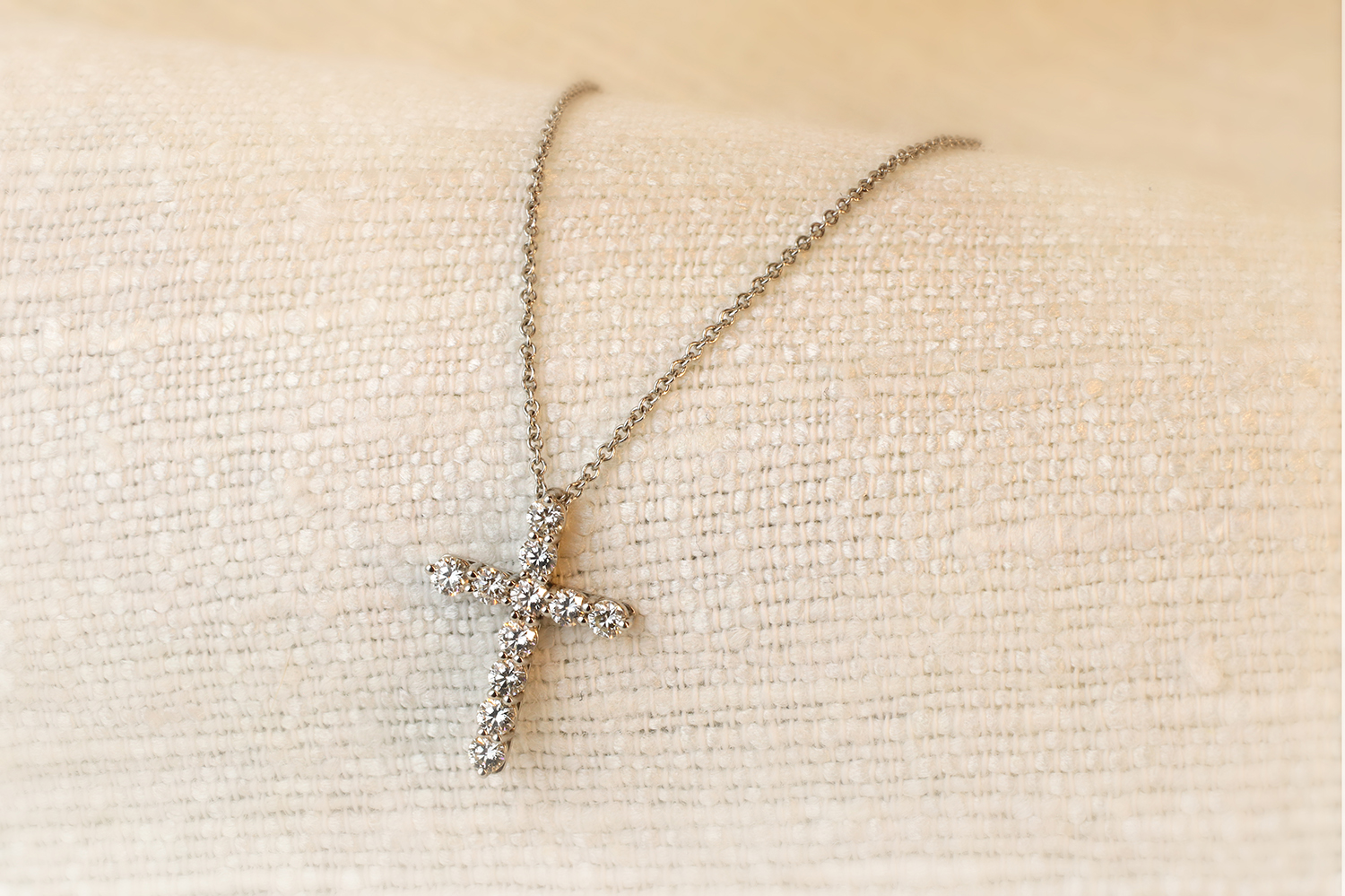 Tiffany & Co. Diamond and Platinum Cross Pendant Necklace