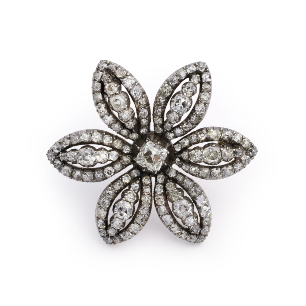 Antique Diamond Set Flower Brooch