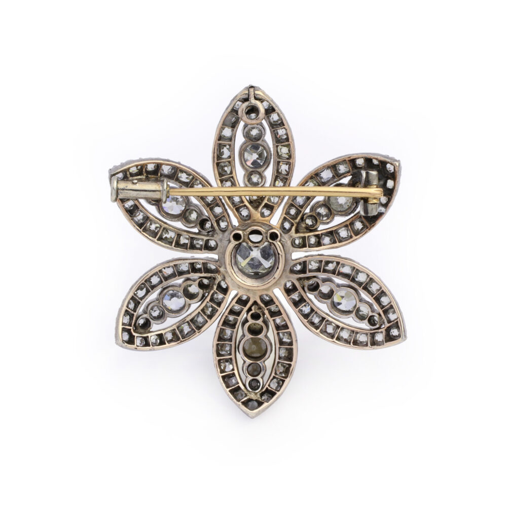 Antique Diamond Set Flower Brooch