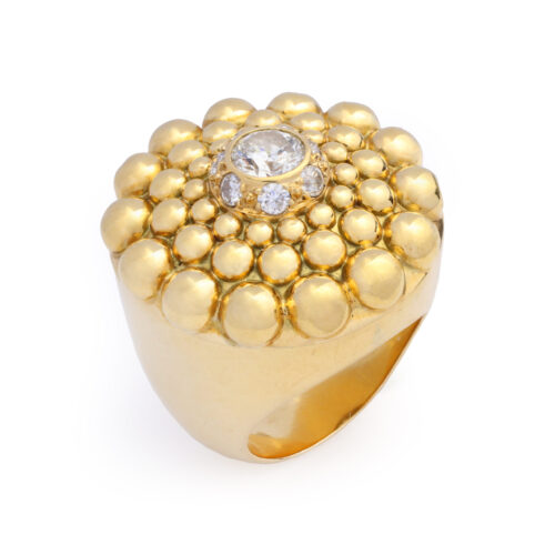 Sculpted Gold and Diamond Cocktail Ring