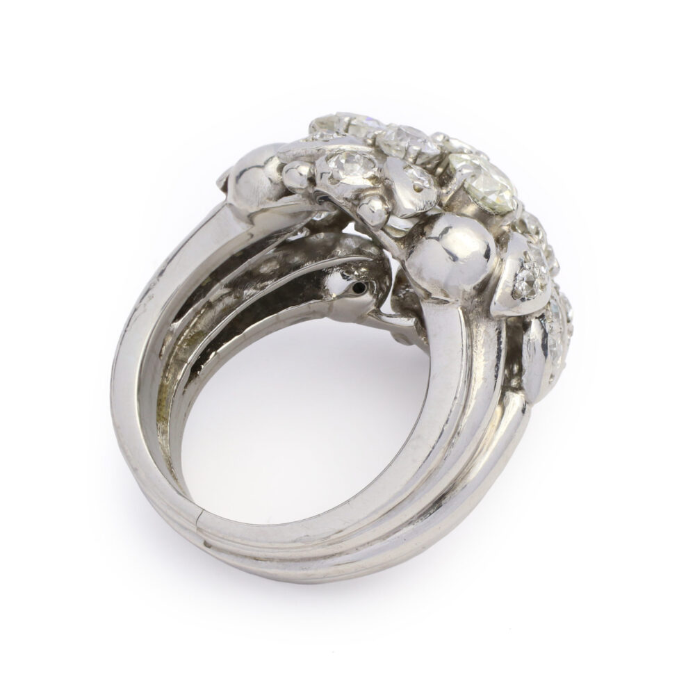 Diamond and Sculpted Platinum Cocktail Ring