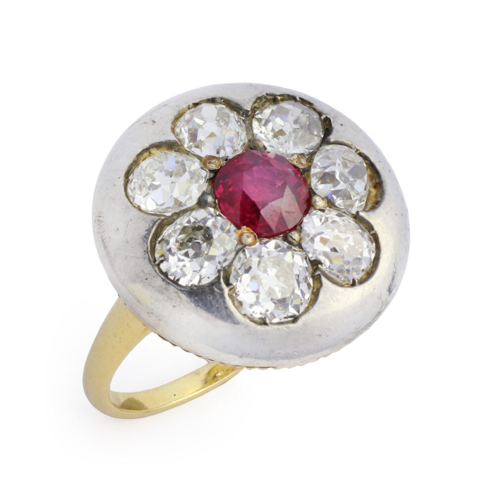 Ruby and Diamond Plaque Ring