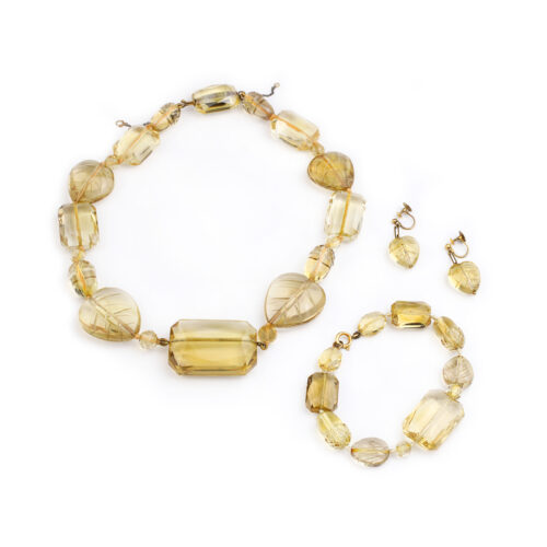 Antique Carved Citrine Bead Suite