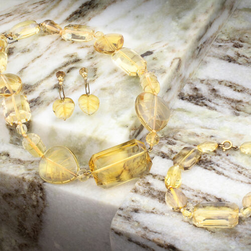 Antique Carved Citrine Bead Suite