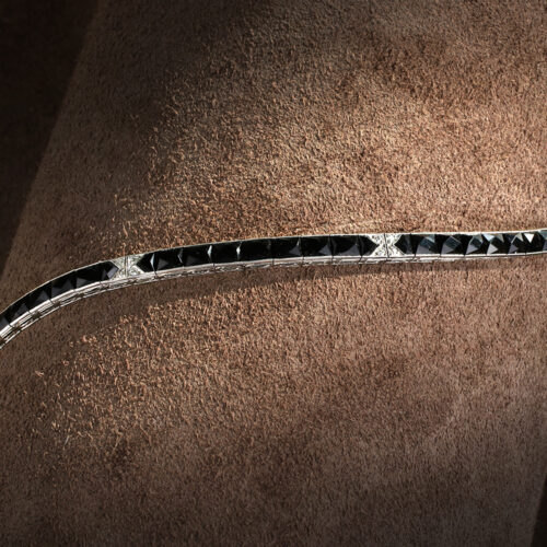 Onyx, Diamond and Platinum Line Bracelet