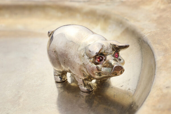 Silver Stylized Pig Object