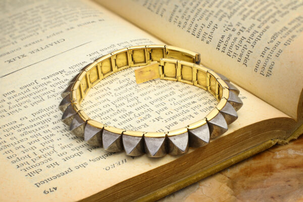 Steel And Gold Pyramid Bracelet