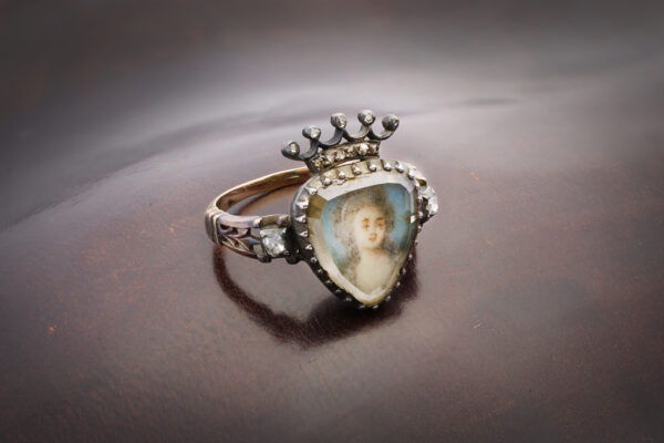 Antique Diamond And Miniature Portrait Ring