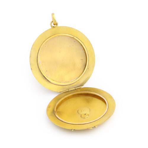 Antique Gold Pearl and Red Stone Spider Motif Locket