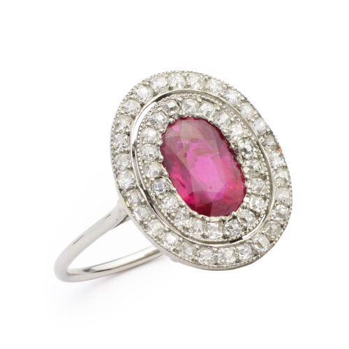 Antique Burma Ruby and Diamond Ring