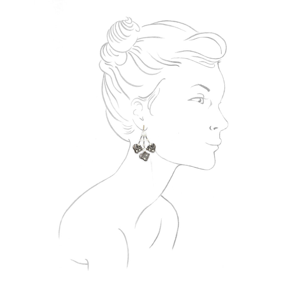 Antique Pearl and Diamond Bow Ear Pendants