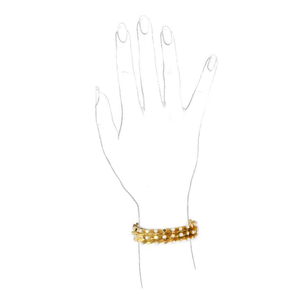 Diamond Set Textured Gold Link Bracelet