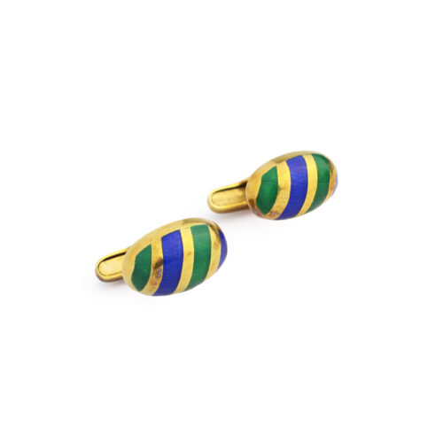 Gold, Enamel and Hard Stone Cufflinks