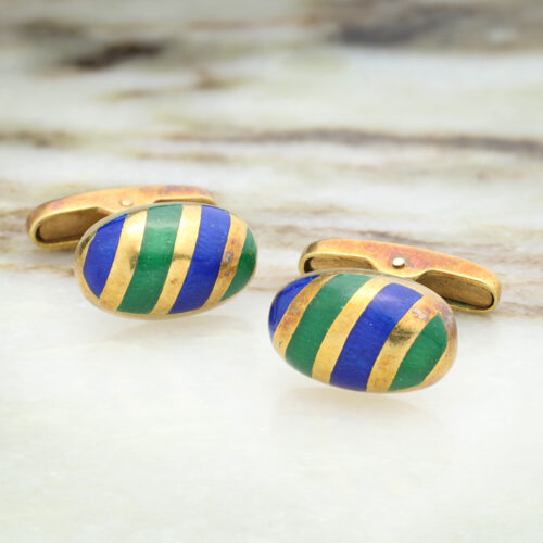 Gold, Enamel and Hard Stone Cufflinks