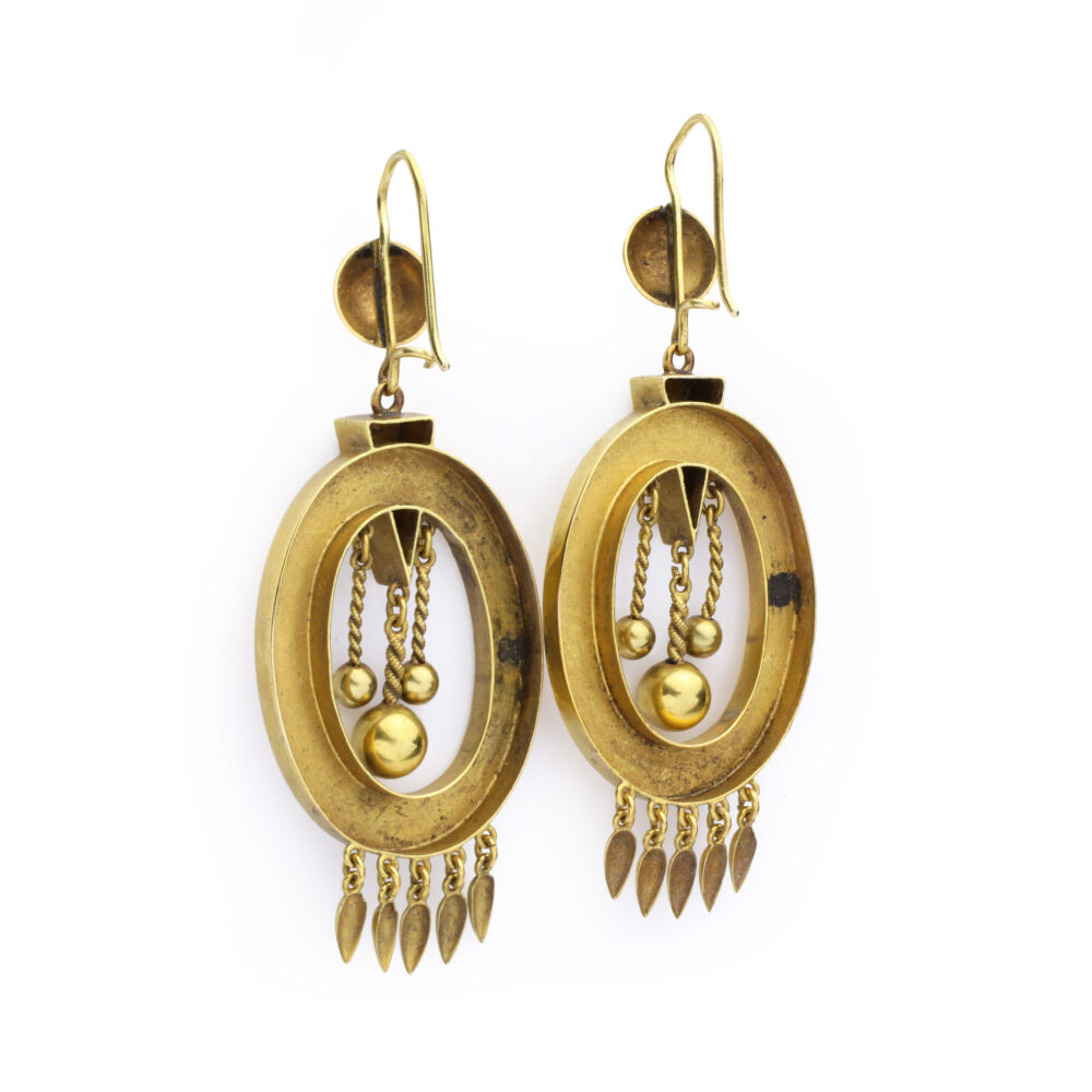 Antique Gold Fringe Ear Pendants