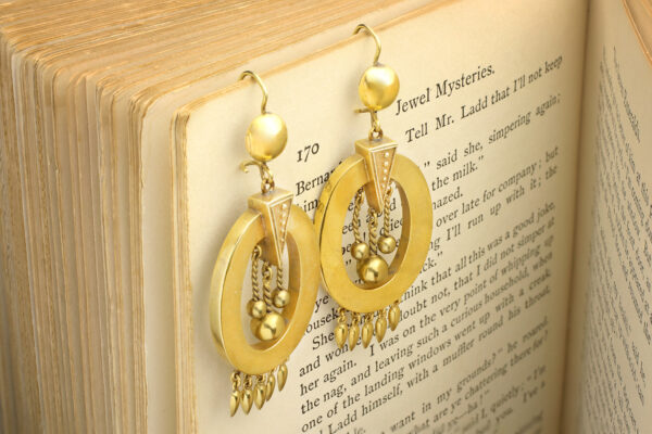 Antique Gold Fringe Ear Pendants
